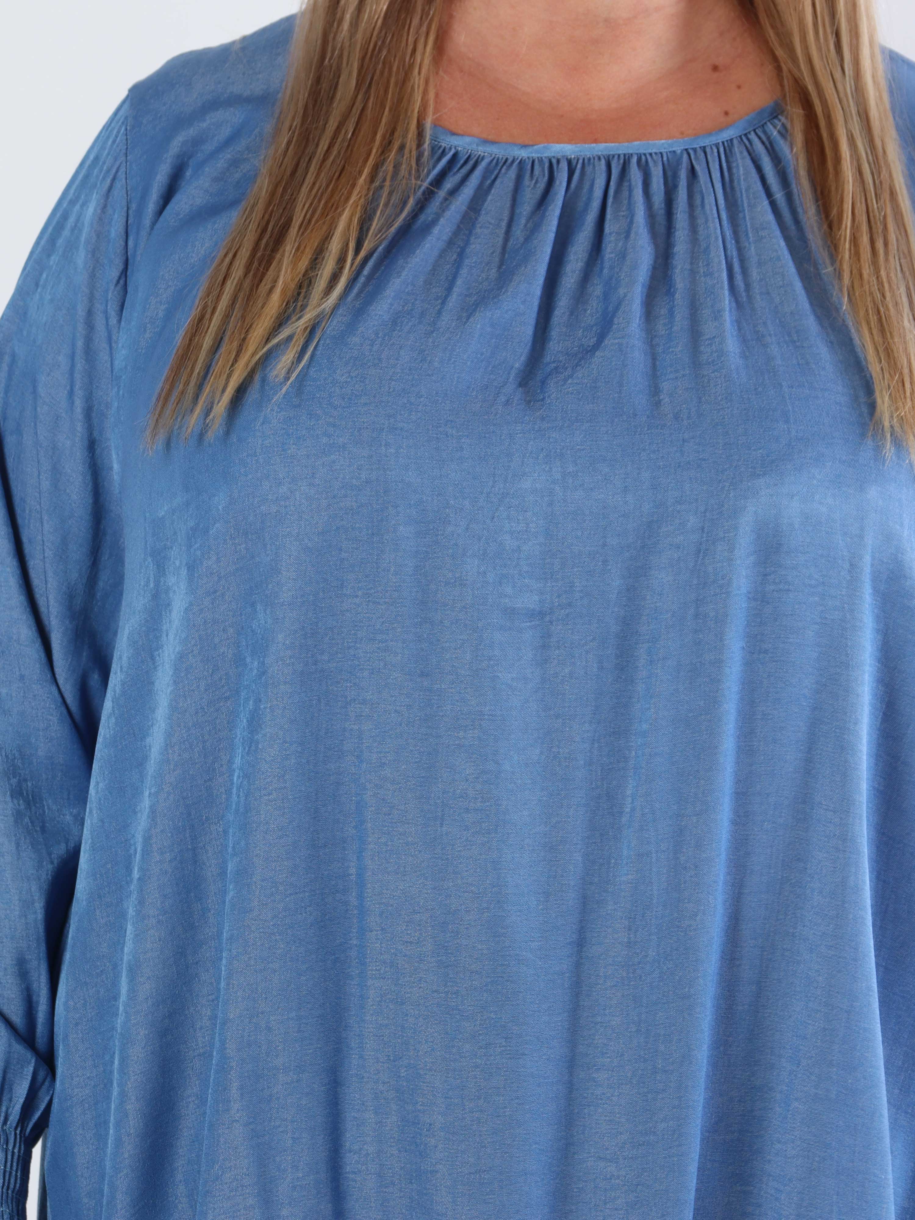 Miracle Denim Dress L/S - Plus size-klänning med resår i nederkanten